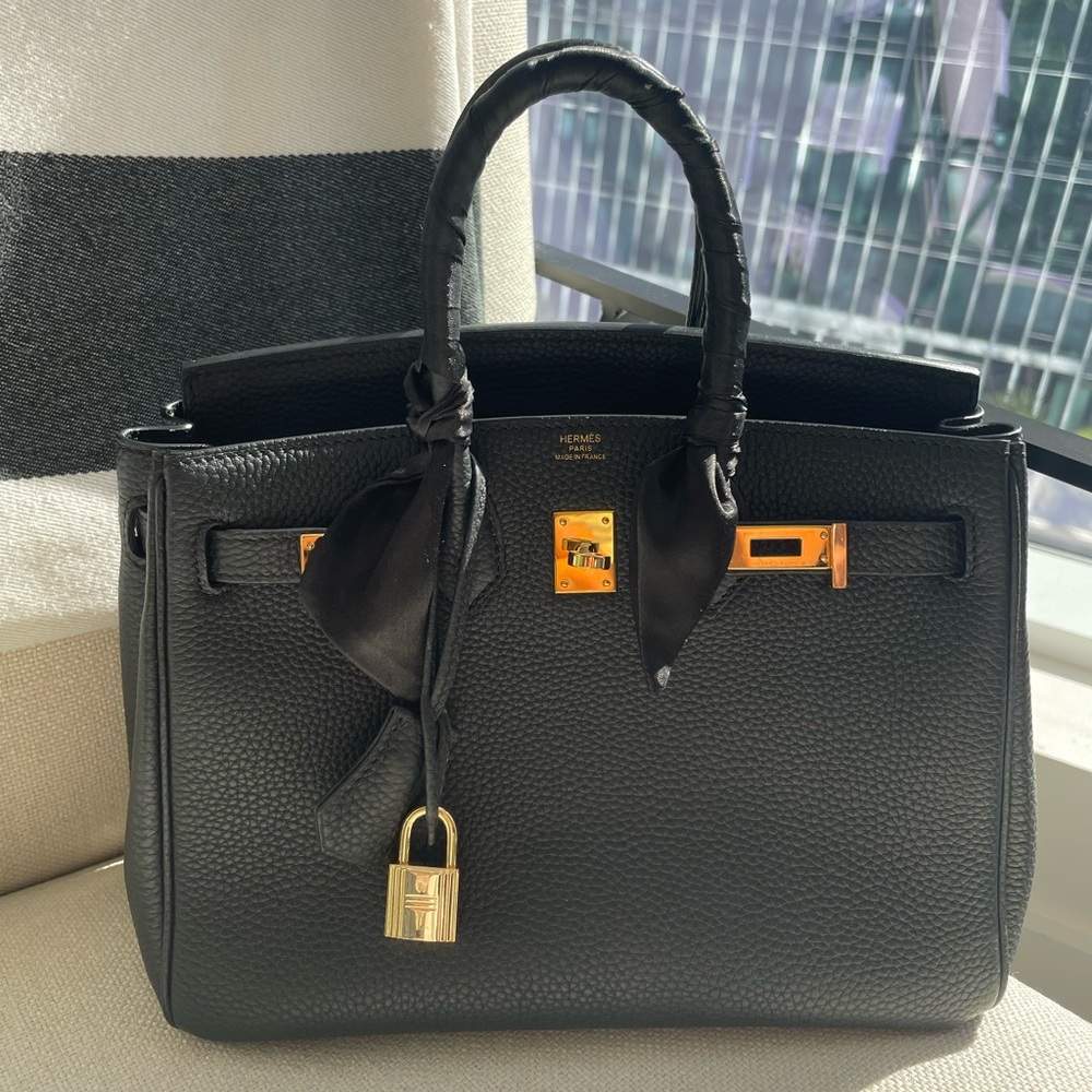 Hermes 25 Black Gold Purse